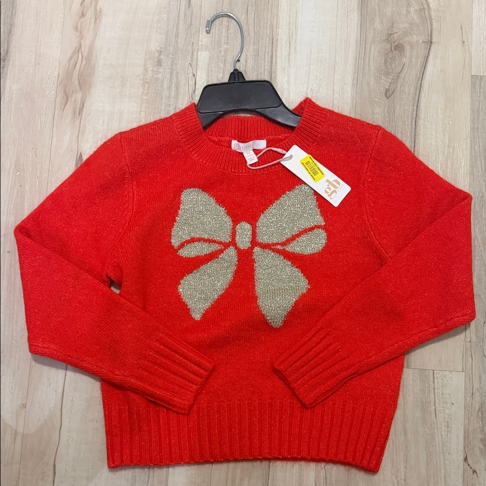 GB Girls Red Sweater with Bow Accent